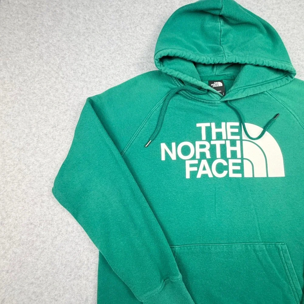 The North Face Womens Green Logo Pullover Hoodie Sweatshirt Size Medium